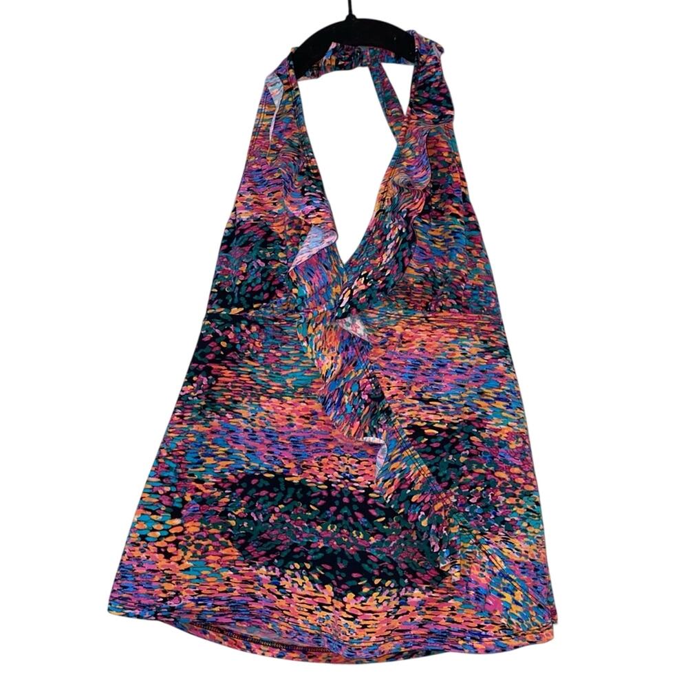 Love Her‎ Assets Sara Blakely Halter Tankini Swim Top Small Abstract Print